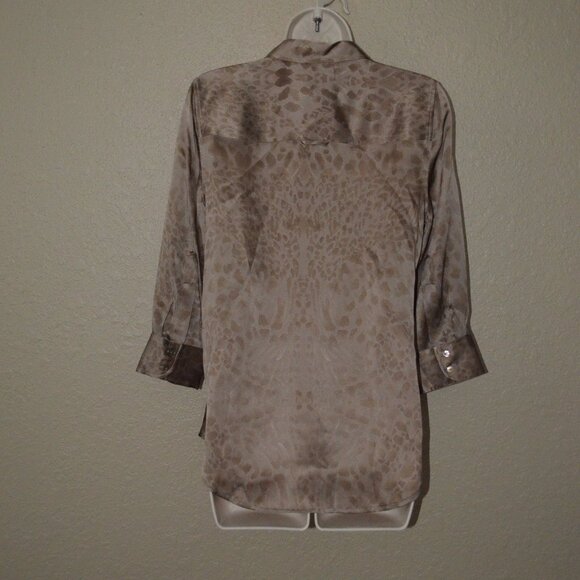 $340 Sz XS L'Agence Golden Dani 3/4-Sleeve Animal-Print Silk Blouse - Picture 6 of 7